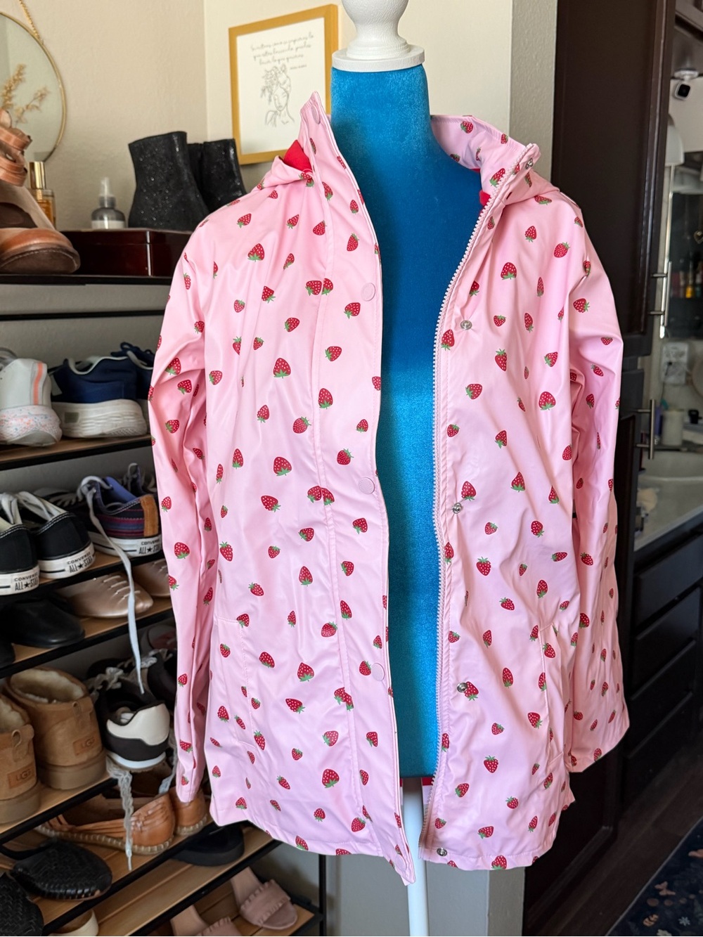 Hunter Pink Strawberry-Print Kids Raincoat